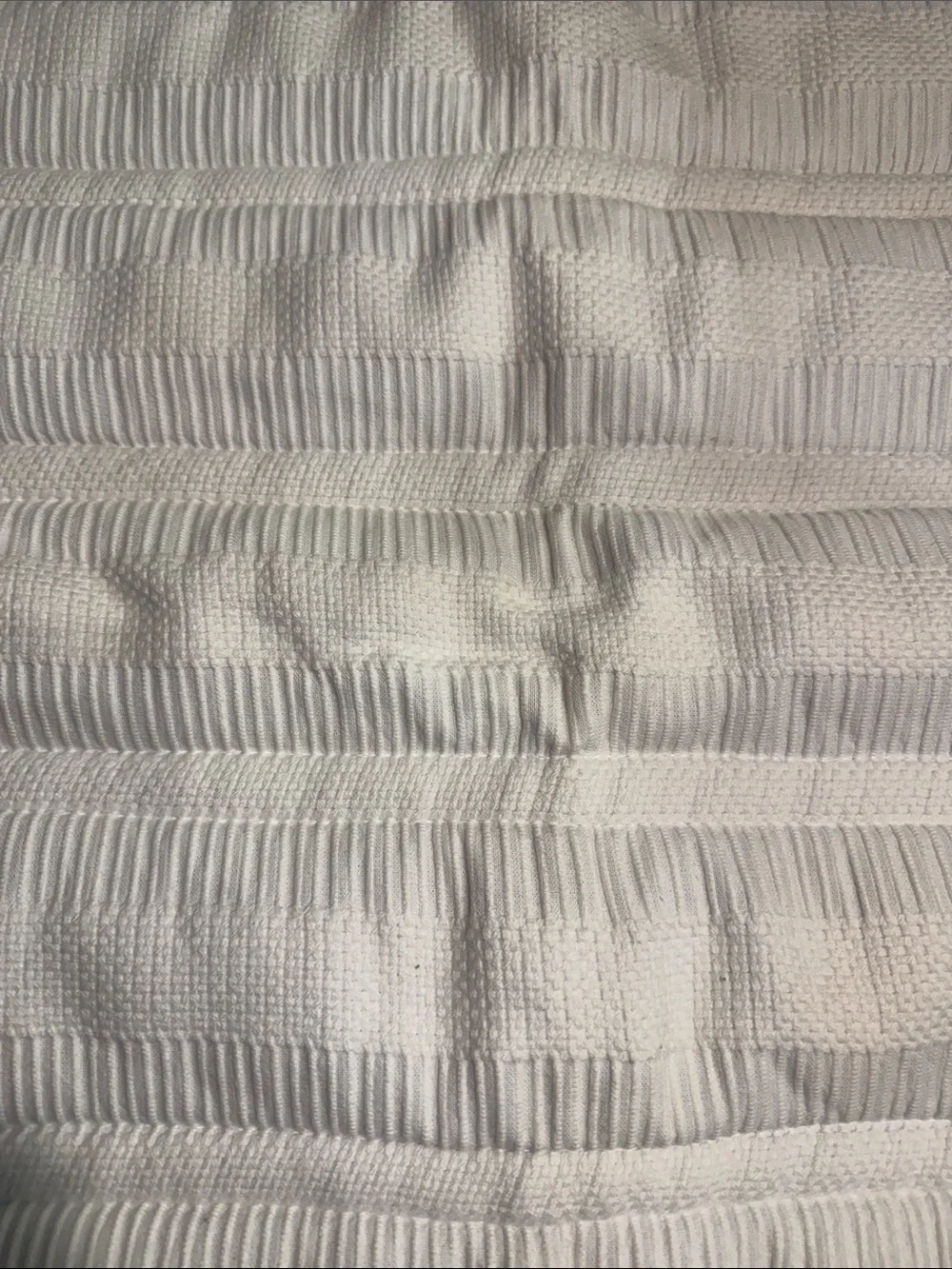 West Elm Textured White Pillow Sham. Ribbed Stripe Design. 100% Organic Cotton